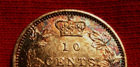 1871-Canada-Ten-Cent---Nice-Colours-&-Lots-Of-Die-Cracks-: